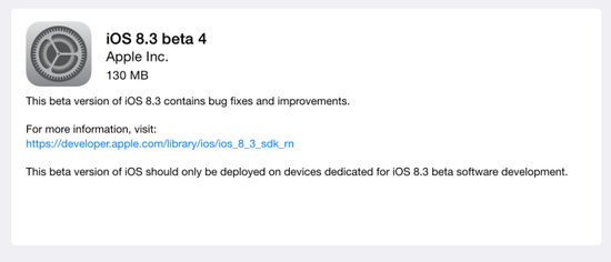 蘋果發(fā)布最新測(cè)試版iOS 8.3操作系統(tǒng)
