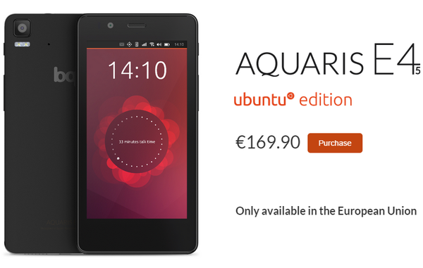 Aquaris E4.5正式發(fā)售 首款搭載Ubuntu系統(tǒng)手機(jī)