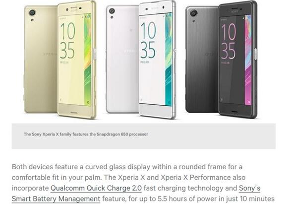 索尼Xperia X不支持快充:驍龍820減配了 