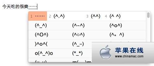 Mac OS X Lion系統(tǒng)自帶中文輸入法里輸入顏文字表情的方法