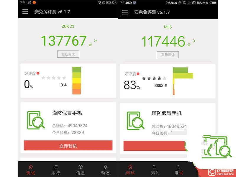 联想ZUK Z2小米5对比评测