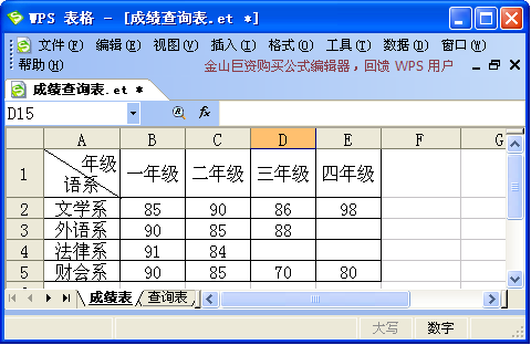 WPS表格中自適應(yīng)成績查詢系統(tǒng)