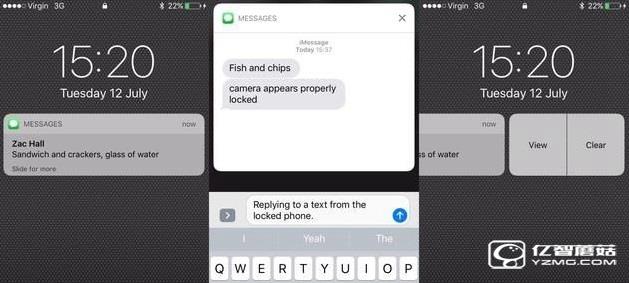 iOS 10测试版曝Bug漏洞 不需要密码直接回信息
