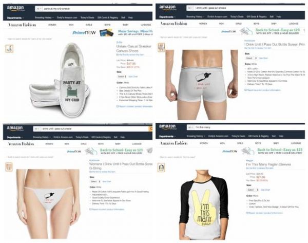 亞馬遜網(wǎng)站上仿冒嬰兒服裝品牌Fayebeline設(shè)計(jì)的商品