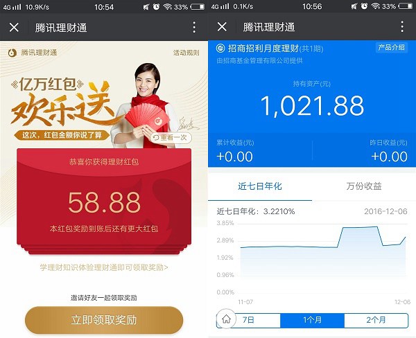 年末狠砸錢 騰訊理財通投資1000元年化收益35%