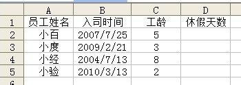 怎樣用Excel函數(shù)自動(dòng)計(jì)算員工工齡及休假天數(shù)