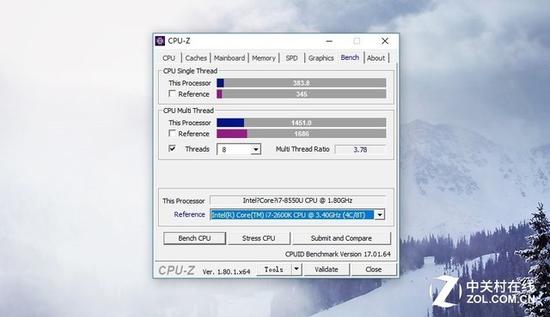 CPU-Z的Benchmark測試數(shù)據