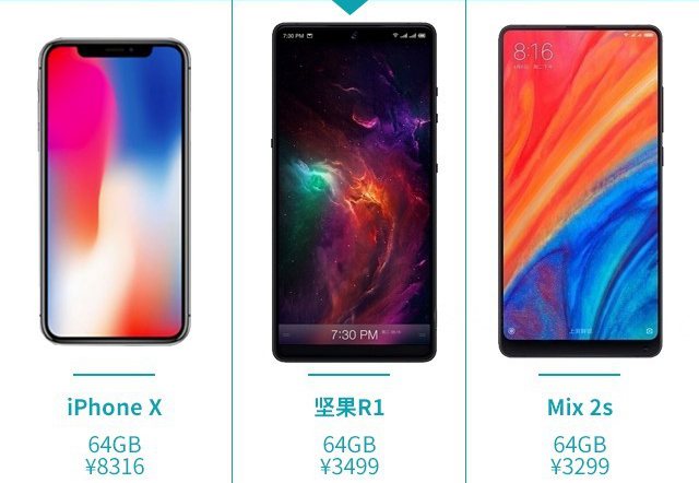 小米MIX2S、堅(jiān)果R1、iPhone X對(duì)比導(dǎo)購(gòu) 國(guó)產(chǎn)旗艦對(duì)決蘋(píng)果