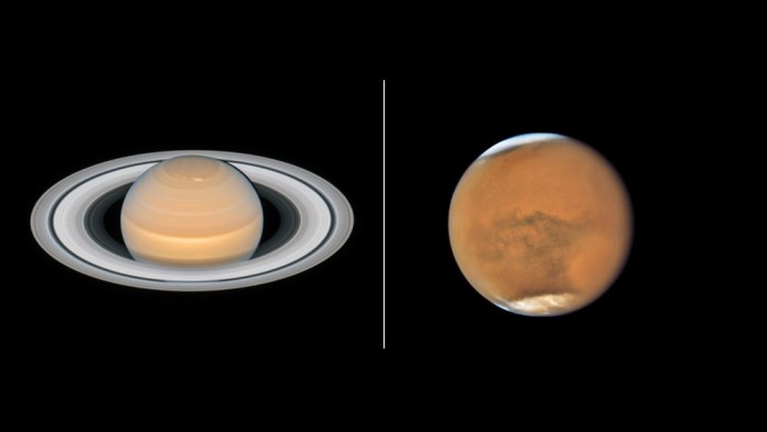 哈勃在火星和土星接近沖日時(shí)拍攝了令人驚嘆的圖像