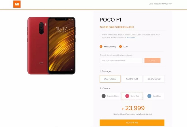 小米POCO F1新機印度發(fā)布 驍龍845手機不到2000元
