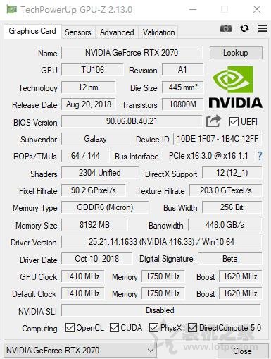 NVIDIA GeForce RTX2070顯卡全面評(píng)測(cè)：成功取代GTX1080